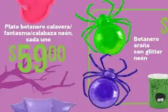 Soriana Híper Plato botanero calavera/fantasma/calabaza neón oferta