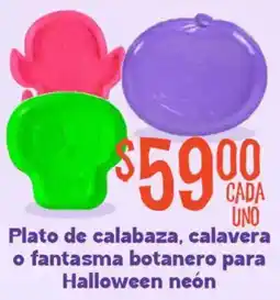 Soriana Mercado Plato de calabaza, calavera o fantasma botanero para Halloween neón oferta