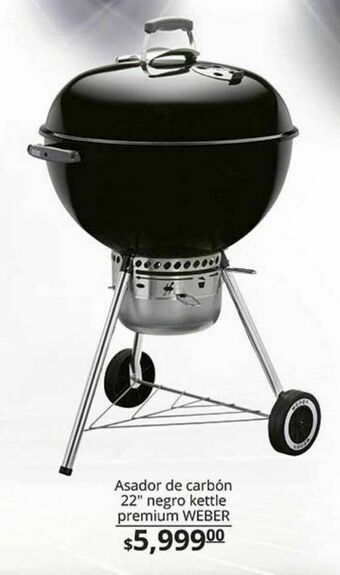 La Comer Asador de carbón 22" negro kettle premium weber oferta