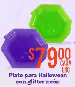 Soriana Mercado Plato para Halloween con glitter neón oferta