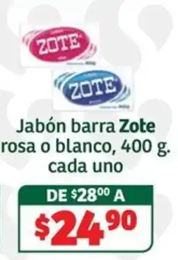 Soriana Súper Zote jabón barra rosa o blanco oferta