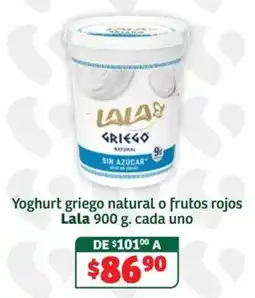 Soriana Súper Lala Yoghurt griego natural o frutos rojos oferta