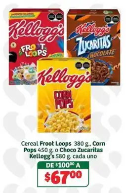 Soriana Súper Kellogg's Cereal Froot Loops Corn Pops o Choco Zucaritas oferta