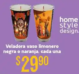 Soriana Híper home style design Veladora vaso limonero negra o naranja oferta