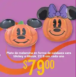 Soriana Híper Plato de melamina en forma de calabaza cara Mickey o Minnie oferta