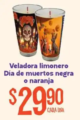 Soriana Mercado Veladora limonero Día de muertos negra o naranja oferta
