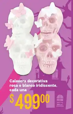 Soriana Híper Calavera decorativa rosa o blanco iridiscente oferta