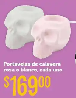 Soriana Híper Portavelas de calavera rosa o blanco oferta
