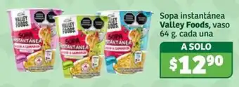 Soriana Súper Valley Foods sopa instantánea oferta