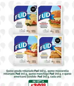 Soriana Súper Fud queso gouda rebanado queso mozzarella rebanado queso manchego queso americano fundido oferta