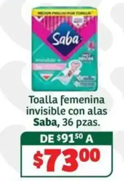 Soriana Súper Saba Toalla femenina invisible con alas oferta