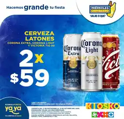 Kiosko Cerveza Latones Corona Extra, Corona Light y Victoria oferta