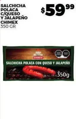 Merco Chimex salchicha polaca con queso y jalapeño oferta