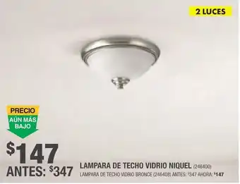Lampara de techo vidrio niquel