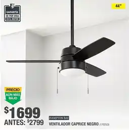 The Home Depot Hampton Bay Ventilador Caprice Negro oferta