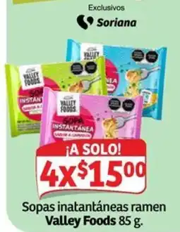 Soriana Mercado Valley Foods sopas instantáneas ramen oferta