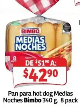 Soriana Mercado Bimbo pan para hot dog Medias Noches oferta