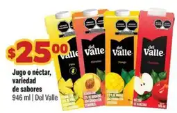 Smart & Final Del Valle Jugo o néctar, variedad de sabores oferta