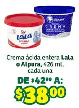 Soriana Súper crema ácida entera lala o alpura oferta