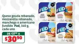 Soriana Súper Fud queso gouda rebanado, mozzarella rebanado, manchego o americano fundido oferta