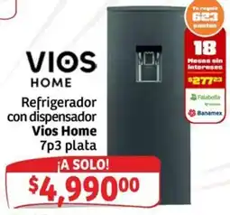 Soriana Mercado Vios Home Refrigerador con dispensador Vios Home 7p3 plata oferta