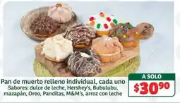 Soriana Súper Pan de muerto relleno individual oferta