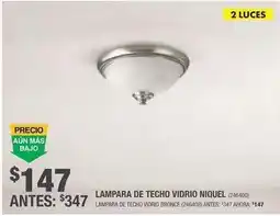 The Home Depot Lampara de techo vidrio niquel (246400) oferta