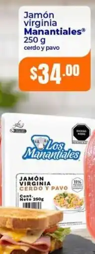 Tiendas Neto Los Manantiales Jamón virginia cerdo y pavo oferta