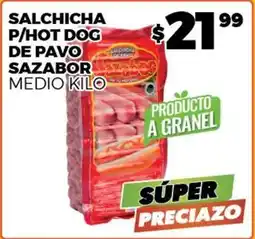 Merco Sazabor - salchicha p/ hot dog de pavo sazabor oferta