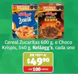 Soriana Híper Kellogg's Cereal Zucaritas o Choco Krispis oferta