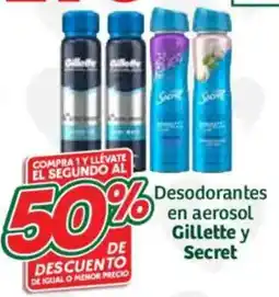 Soriana Híper Gillette y Secret desodorantes en aerosol oferta
