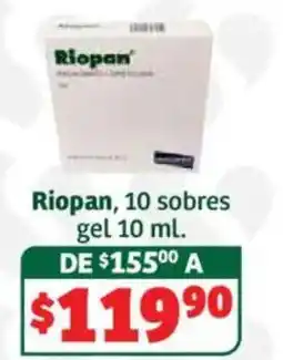 Soriana Híper Riopan, 10 sobres gel 10 mL oferta