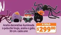 Soriana Híper Araña decorativa iluminada o peluche bruja, araña o gato oferta