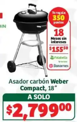 Soriana Híper Weber Asador carbón Compact, 18" oferta