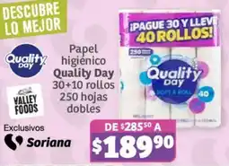 Soriana Híper Quality Day papel higiénico oferta