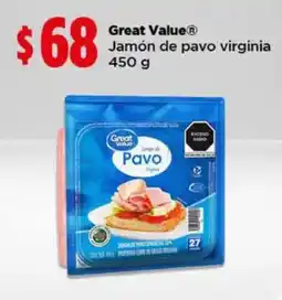 Bodega Aurrerá Great Value Jamón de pavo virginia oferta