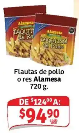 Soriana Híper Alamesa Flautas de pollo o res oferta