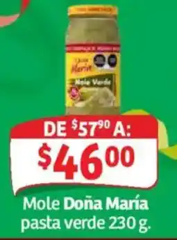 Soriana Híper Mole Doña María pasta verde oferta