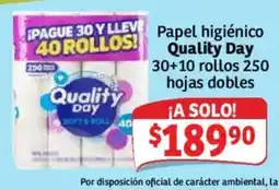 Soriana Híper Quality Day papel higiénico oferta