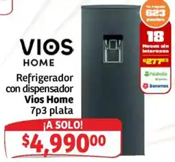 Soriana Híper Vios Home Refrigerador con dispensador Vios Home 7p3 plata oferta