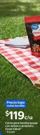 Walmart Great value - carne para hamburguesa oferta