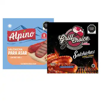 Alsuper Salchicha para asar alpino 800gr o salchicha para asar grill choice 800gr oferta