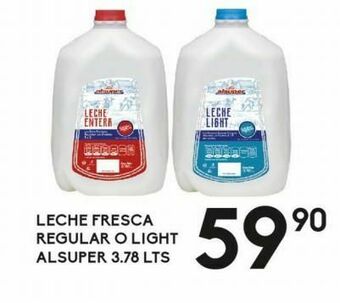 Alsuper Leche fresca regular o light alsuper 3.78l oferta