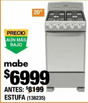 The Home Depot Estufa mabe 20" oferta