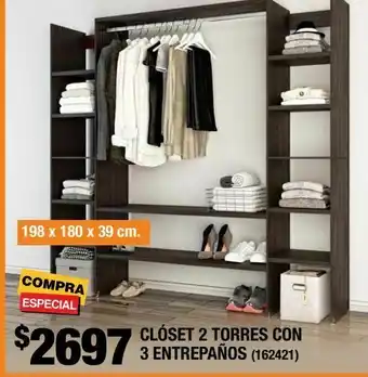 Closet 2 torres con 3 entrepaños