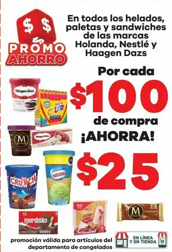 HEB Helados, paletas y sandwiches holanda, nestlé y haagen dazs oferta