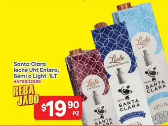 HEB Santa clara leche uht entera, semi o light 1lt oferta