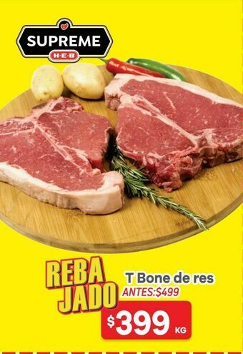 HEB Heb supreme corte de res t bone 1 kg oferta