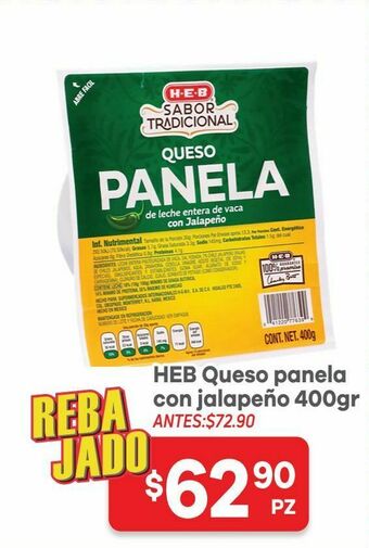 HEB Heb sabor tradi queso panela c/jalapeño 400 gr oferta