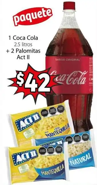 Soriana Mercado Coca Cola 2,5L + 2 Palomitas Act II oferta